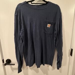 Carhartt Long Sleeve Graphic Navy T-Shirt Born To Hunt Relaxed Fit Labrador